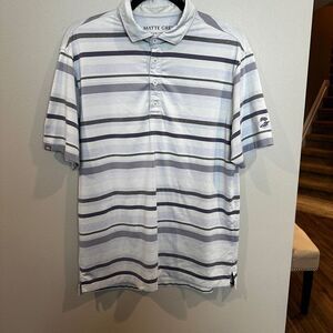 Matte Grey Collared Shirt Medium Gray Striped